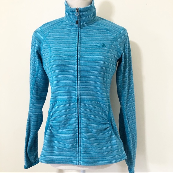 The North Face Jackets & Blazers - The North Face Full-Zip Fitted Fleece Jacket Turquoise Stripe Size Small